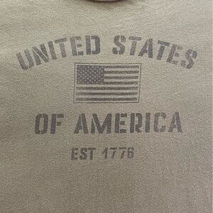 USA Patriotic Military Style Olive Green Graphic T-Shirt
